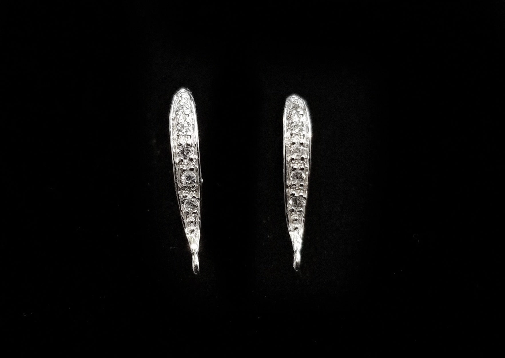 Earring Hook, Sterling Silver, Platinum color, clear CZ stone | 925銀閃石耳勾, 有圈