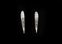 Earring Hook, Sterling Silver, Platinum color, clear CZ stone | 925銀閃石耳勾, 有圈