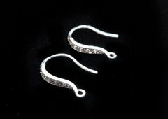 Earring Hook, Sterling Silver, Platinum color, clear CZ stone | 925銀閃石耳勾, 有圈