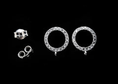 Earstud, Sterling Silver, clear CZ stones | 925銀閃石耳勾, 有圈