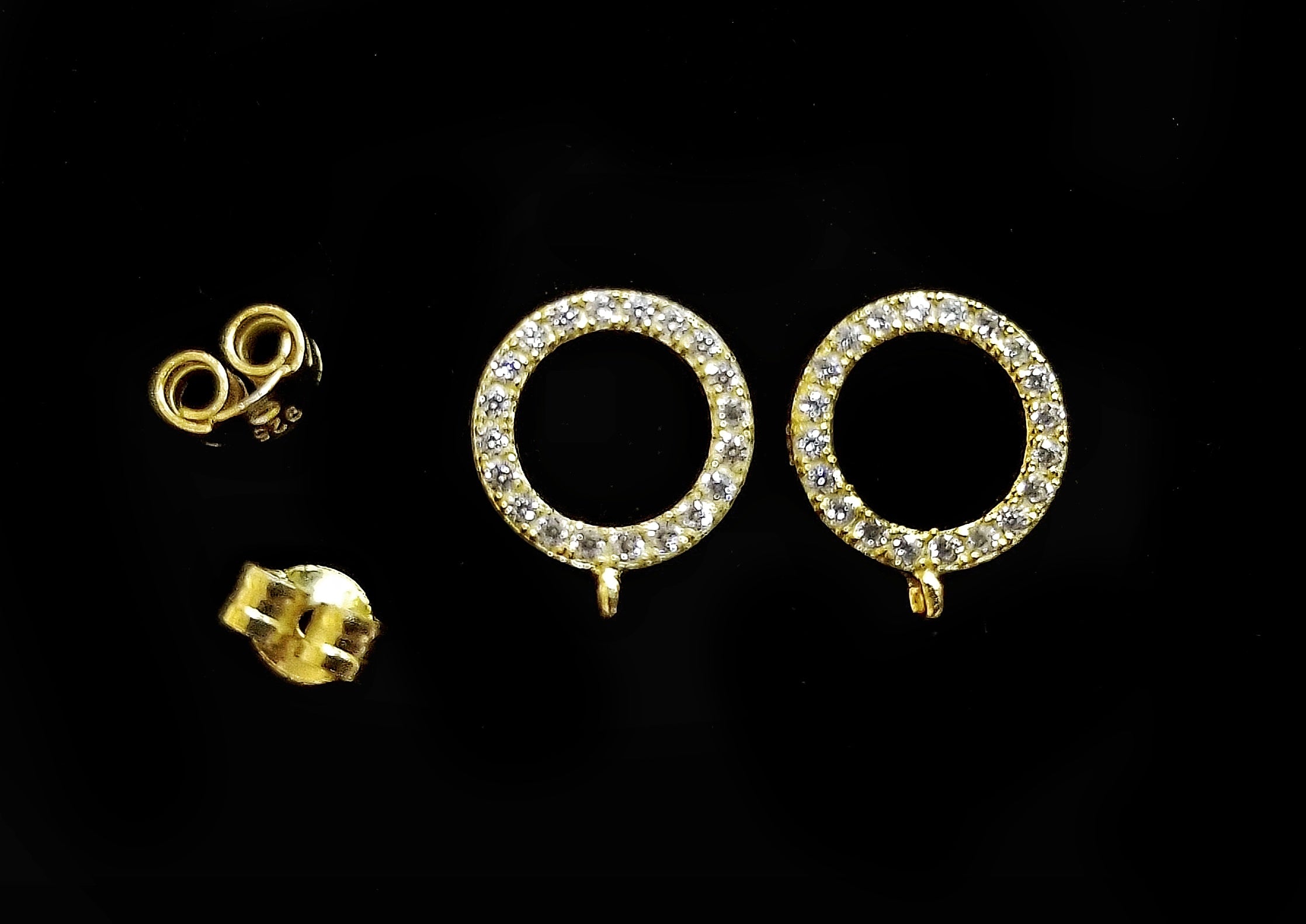 Earstud, Sterling Silver, clear CZ stones | 925銀閃石耳勾, 有圈