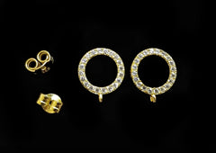 Earstud, Sterling Silver, clear CZ stones | 925銀閃石耳勾, 有圈