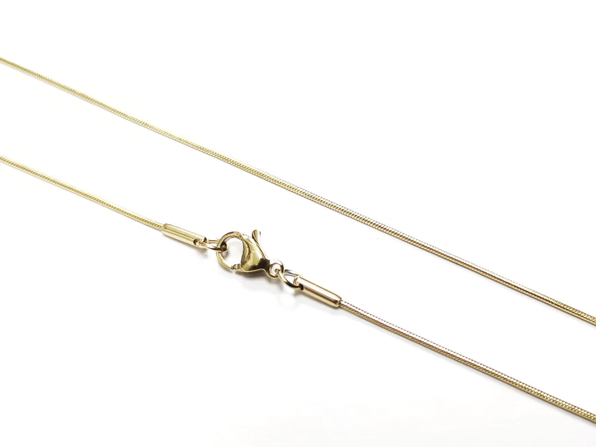 Stainless Steel Necklace, 1mm Snake Chain, gold color | 不鏽鋼項鏈 1mm蛇骨鏈, 金色
