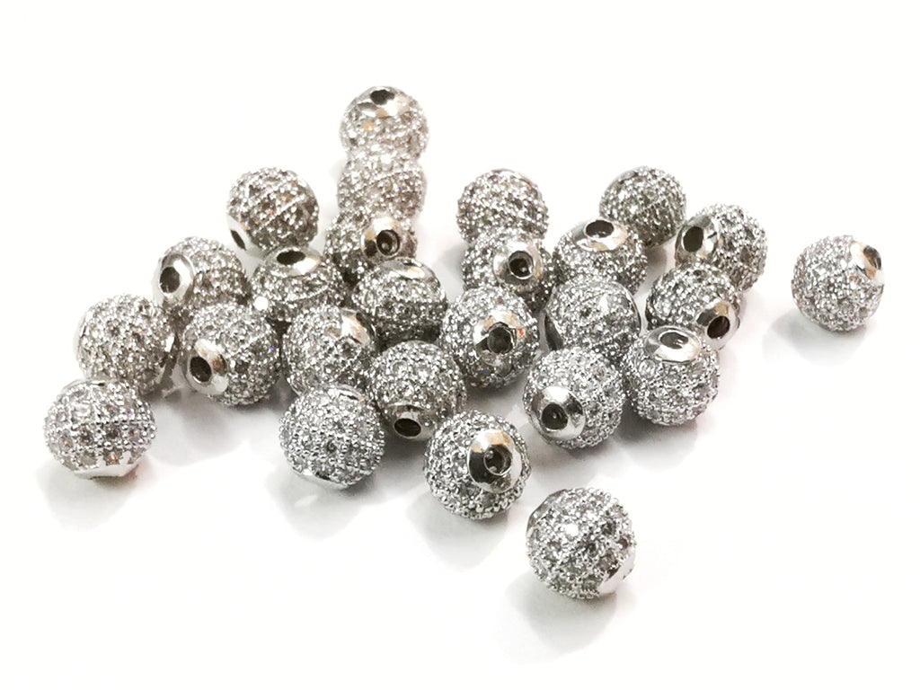 方晶鋯石銅珠, 6mm, 圓, 1個