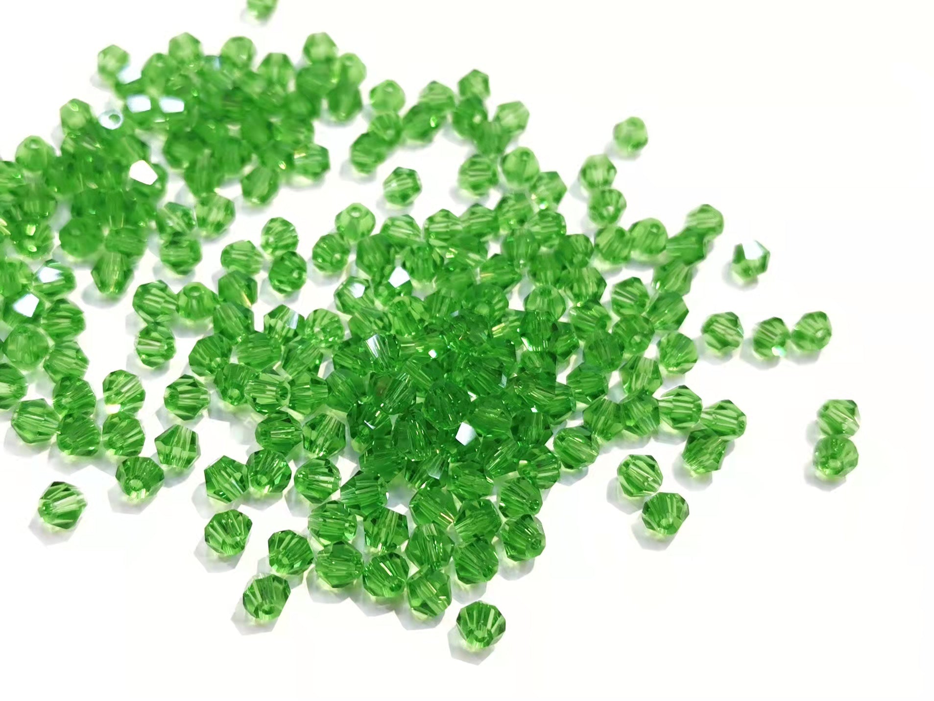 雙尖水晶玻璃, 4mm, 草綠, 144粒