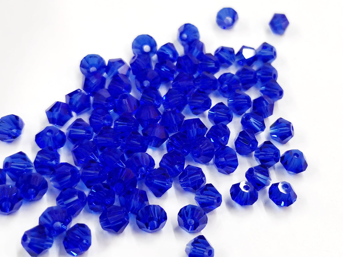 雙尖水晶玻璃, 6mm, 中藍, 72粒