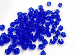 雙尖水晶玻璃, 6mm, 中藍, 72粒