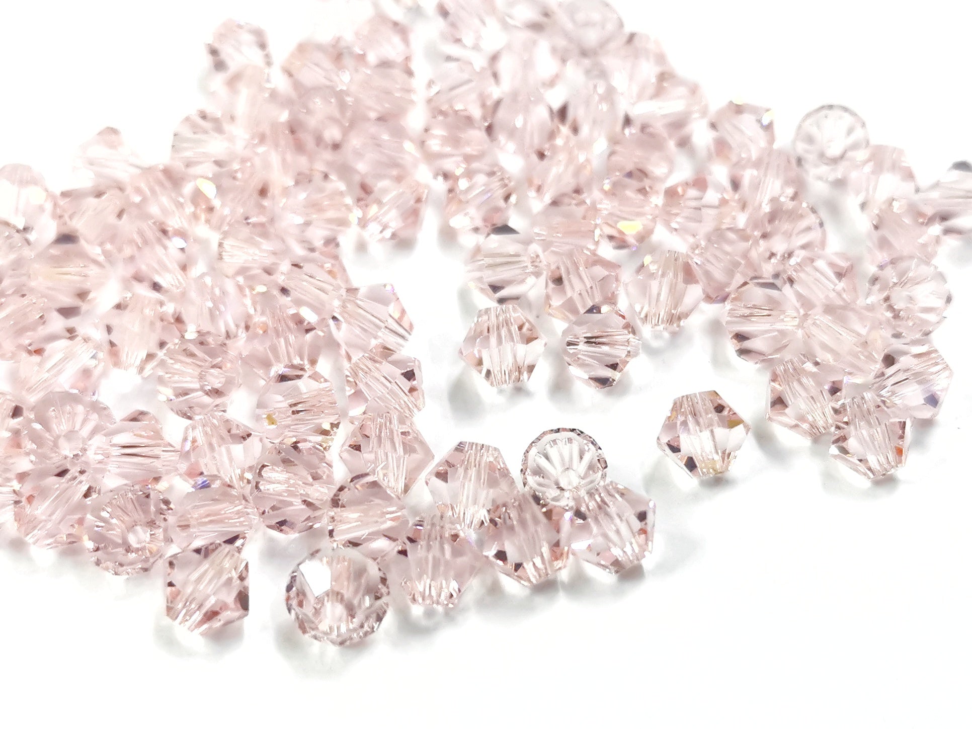 雙尖水晶玻璃, 6mm, 水紅, 72粒