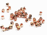 Brass beads, 3mm, faceted cut square, 30 pcs | 銅珠, 3mm實心切面銅珠, 30個