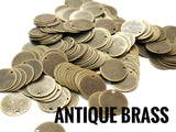 Brass Charm, 12mm brass sequin, stamping tag, 100 pcs | 圓銅片, 12mm, 邊孔, 100個