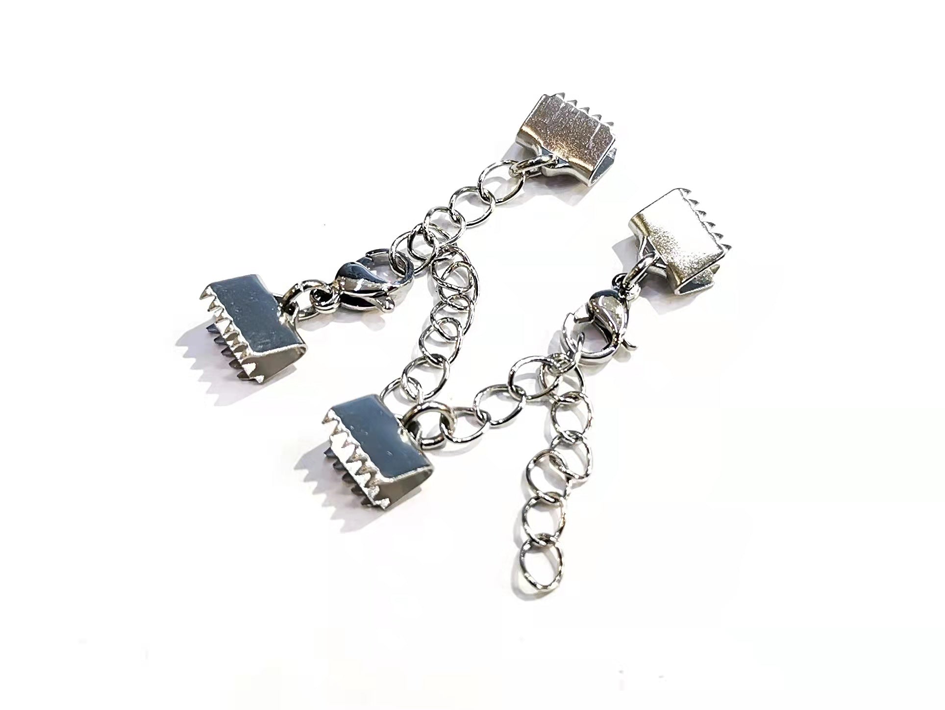 Clasp Set, ribbon clamp, 6/8/10mm, 2 Sets| 繩尾扣, 不鏽鋼, 6/8/10mm, 2套