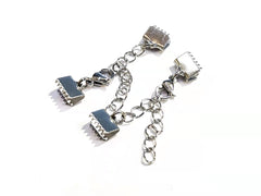 Clasp Set, ribbon clamp, 6/8/10mm, 2 Sets| 繩尾扣, 不鏽鋼, 6/8/10mm, 2套