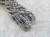3x4mm faceted rondelle glass beads, Metallic Silver (#31) - amakeit bead 天富