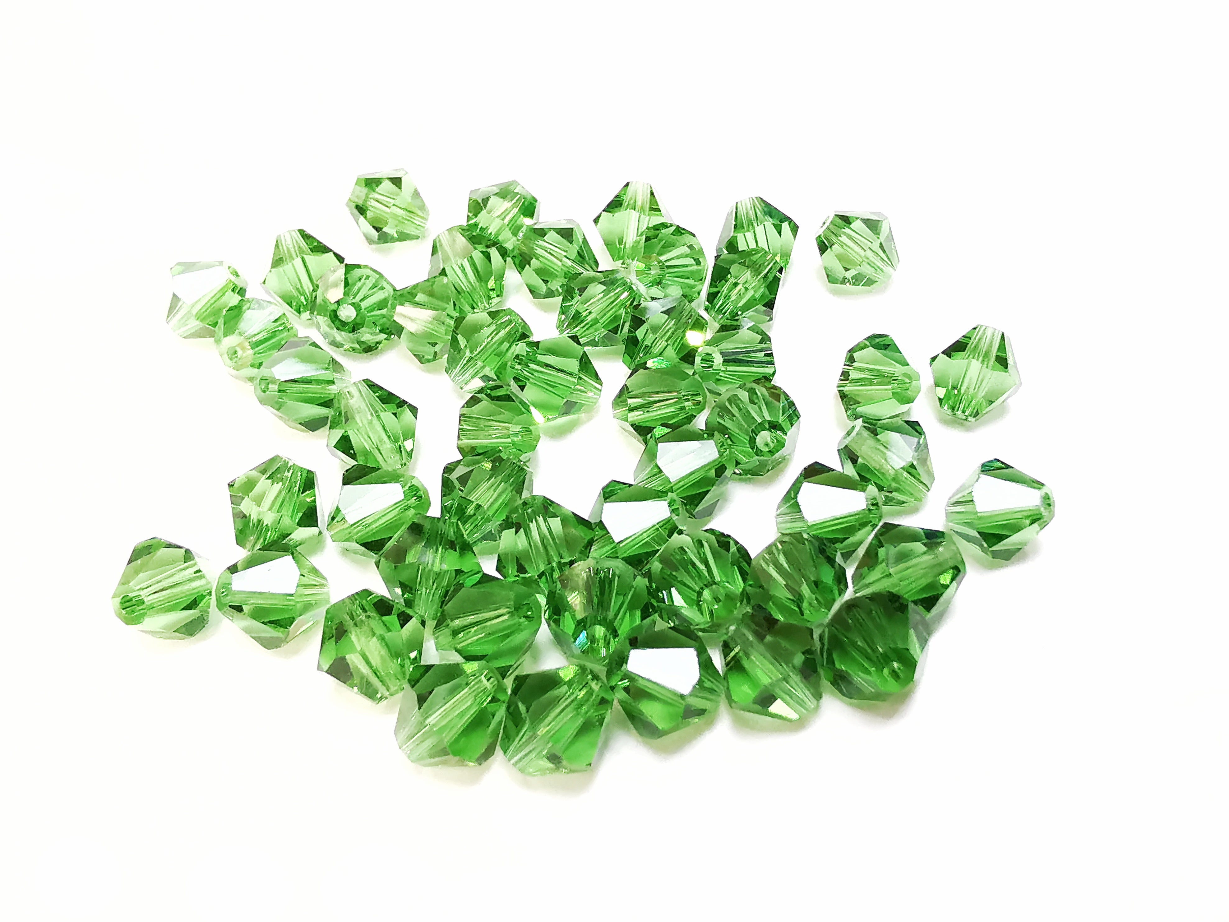 雙尖水晶玻璃, 8mm, 果綠, 36粒