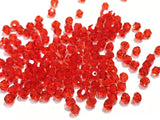Bicone Glass Bead, 4mm, Light Red, 144 Pcs | 雙尖水晶玻璃, 4mm, 淺大紅, 144粒