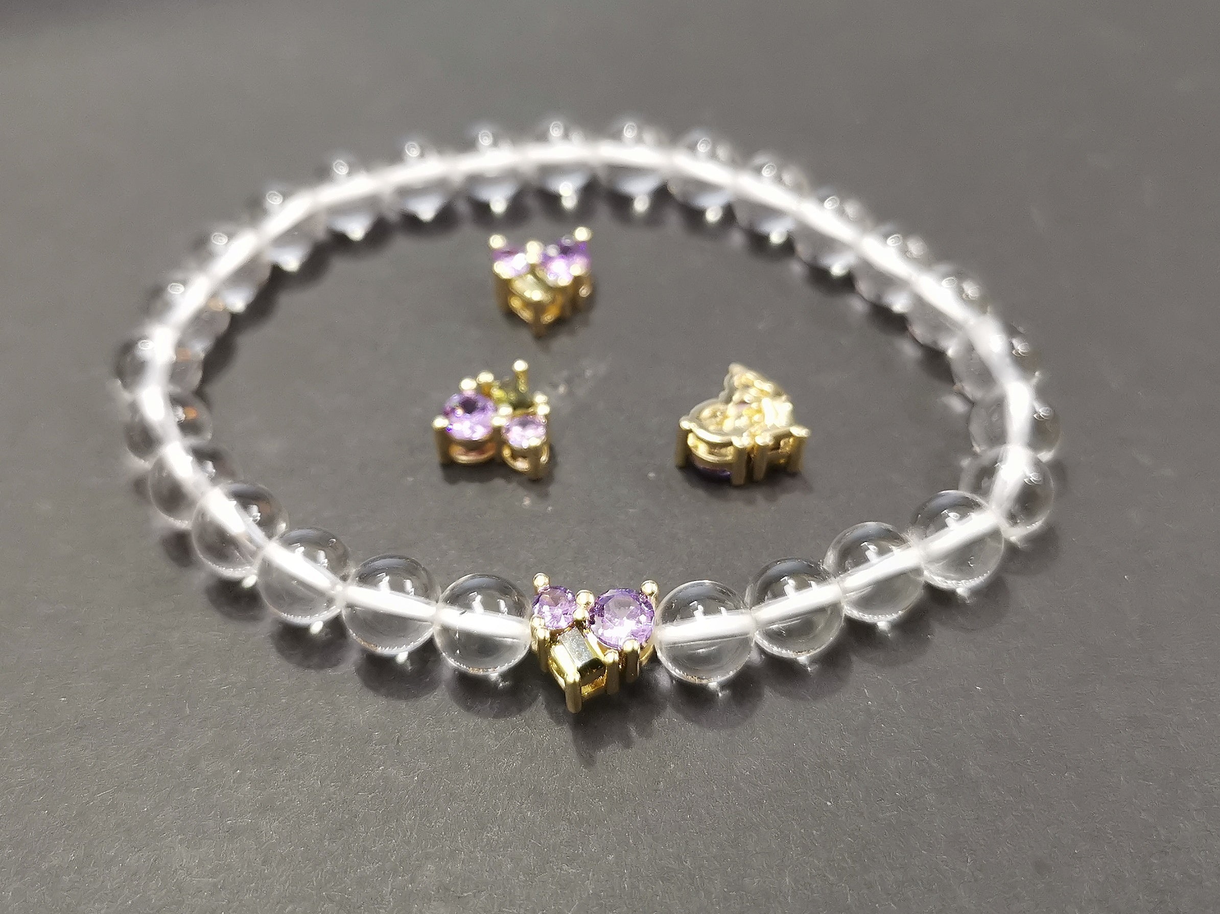 心形銅珠,  方晶鋯石, 8mm