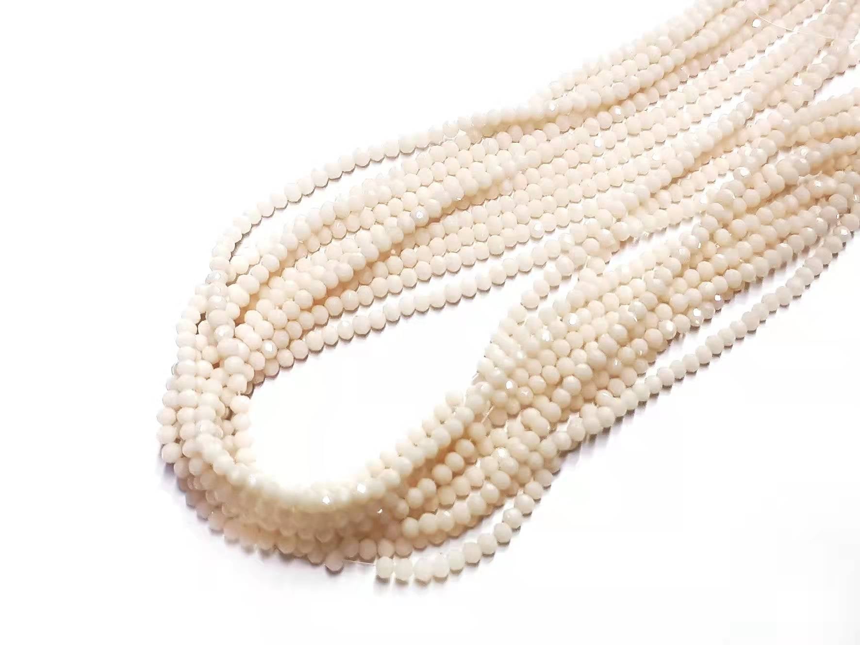 玻璃珠, 2x3mm, 切面扁珠, 杏色 (#71)