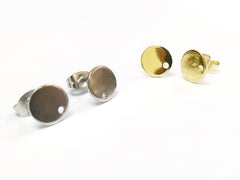 不鏽鋼耳針, 8mm, 有孔, 2對