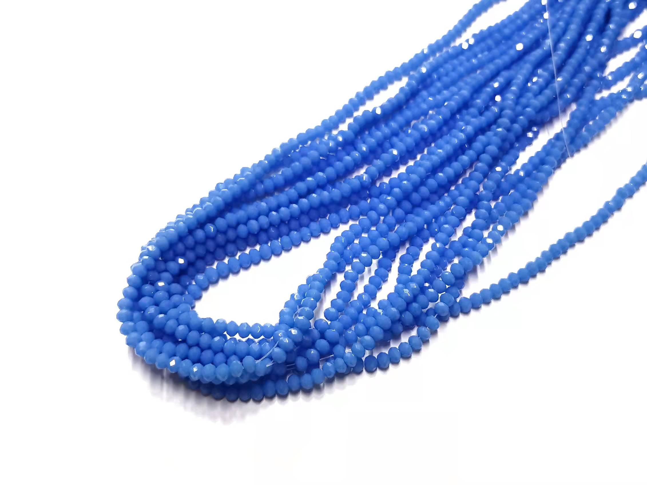 玻璃珠, 2x3mm, 切面扁珠, 果凍藍色 (#58)