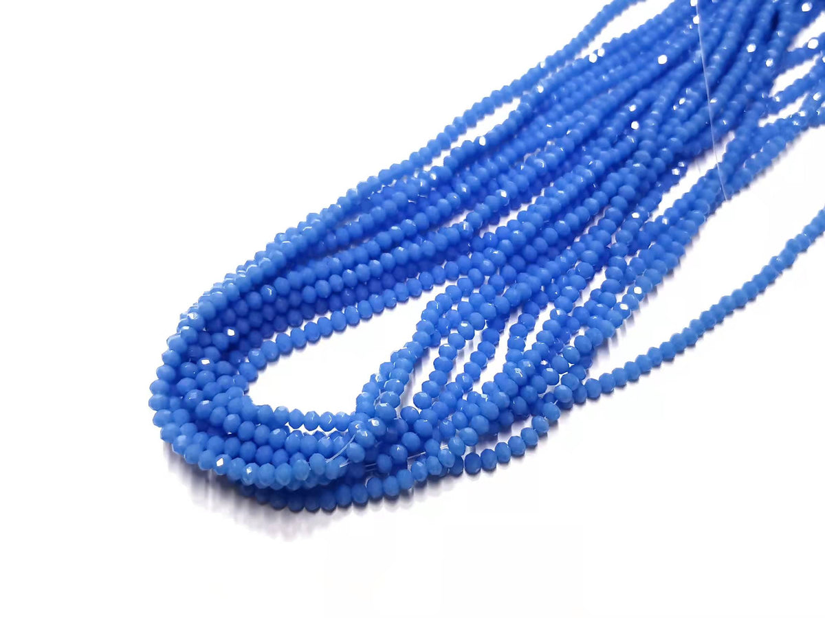 玻璃珠, 2x3mm, 切面扁珠, 果凍藍色 (#58)