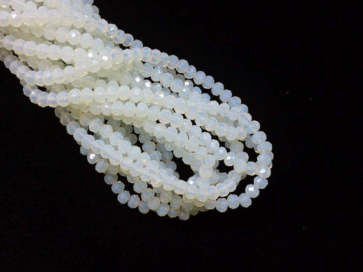 3x4mm faceted rondelle glass beads, Opal (#51) - amakeit bead 天富