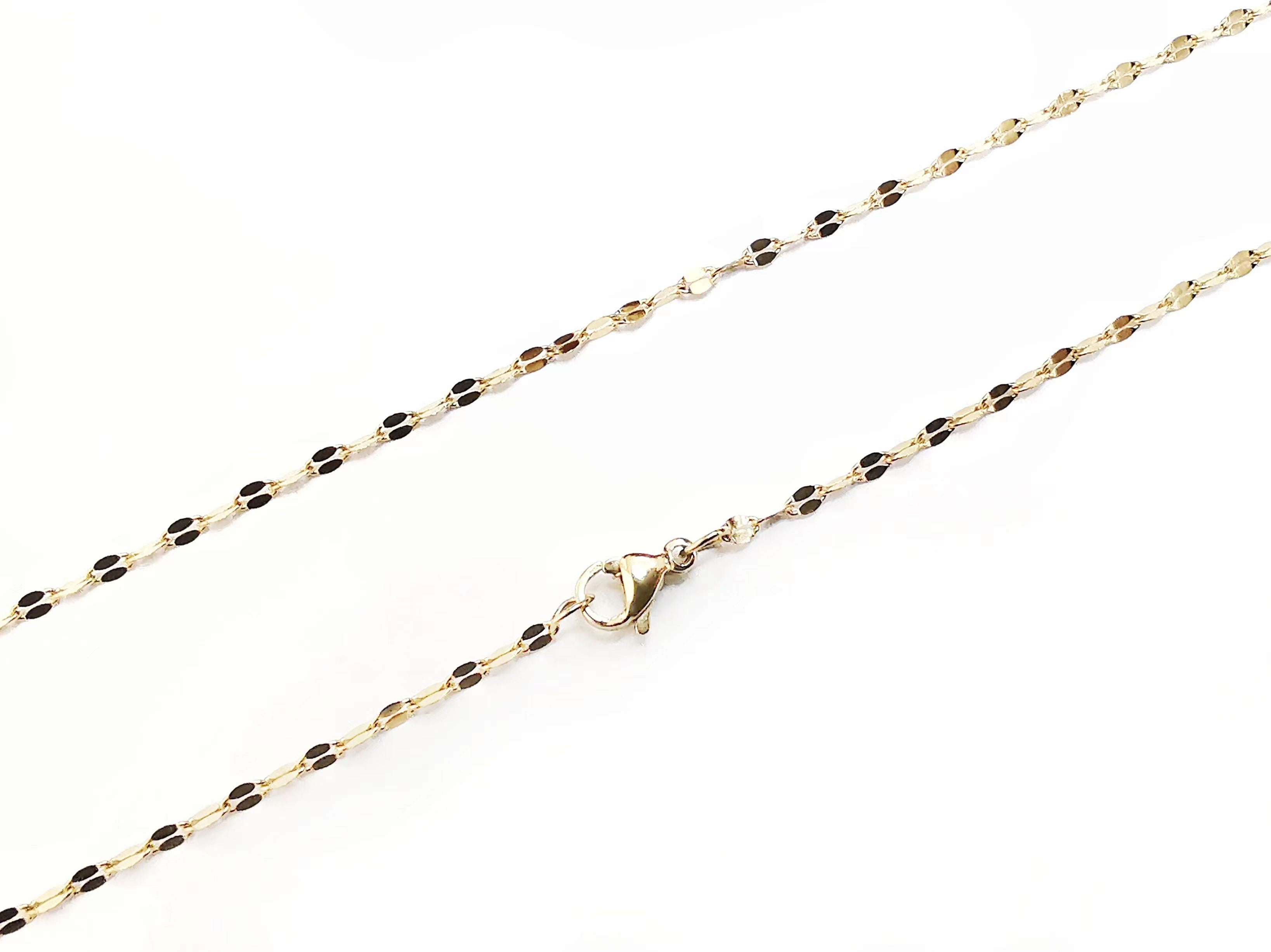 20"/24" Stainless Steel Necklace, , Flat Cable, 1.8x3.7mm Oval Link, gold color | 20"/24" 不鏽鋼項鏈, 1.8x3.7mm, O型壓扁鏈, 金色
