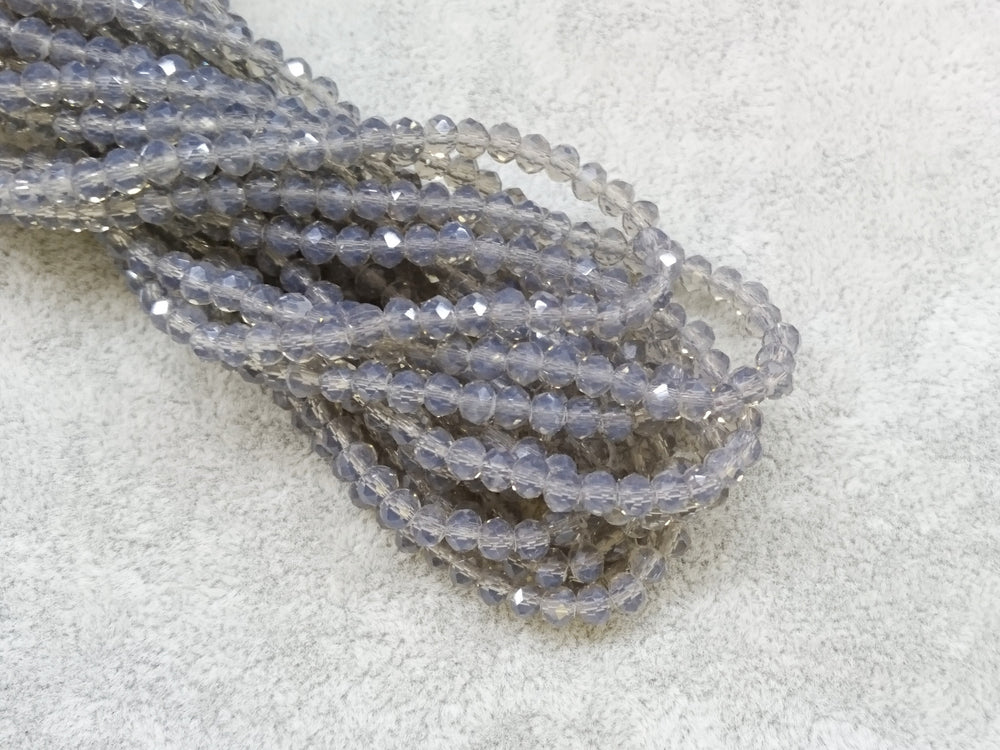 3x4mm faceted rondelle glass beads, Translucent Gray (#552) - amakeit bead 天富