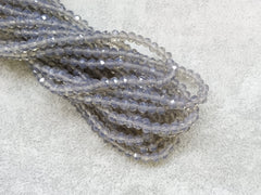 3x4mm faceted rondelle glass beads, Translucent Gray (#552) - amakeit bead 天富