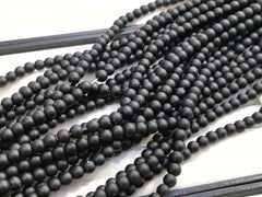Bead, Glass pearl, matte black | 玻璃珠, 啞黑色