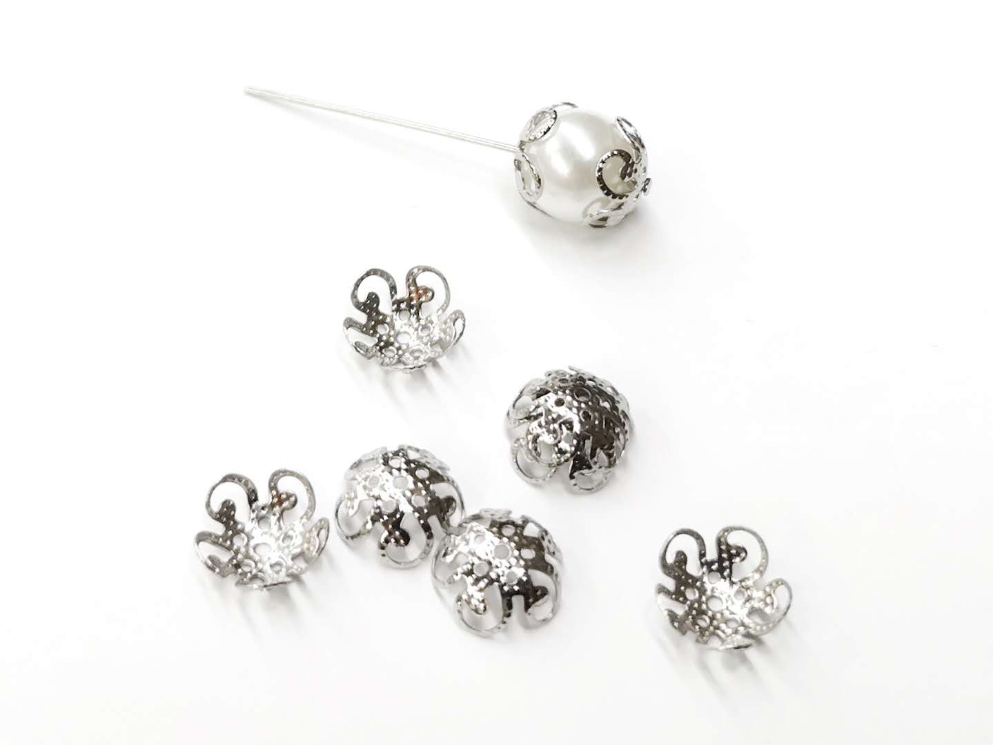 不鏽鋼花蓋, 4x10mm, 10mm珠用, 10個