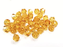 雙尖水晶玻璃, 8mm, 金黃, 36粒