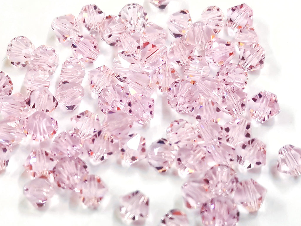 雙尖水晶玻璃, 8mm, 粉紅, 36粒