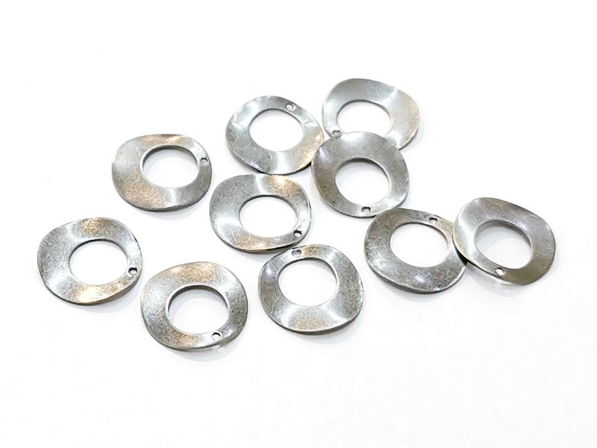 圓形彎曲銅片, 13.5mm, 單孔, 12個