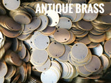 Brass sequins, 13mm, 2 holes, 50 pcs | 圓銅片, 13mm, 雙孔, 50個