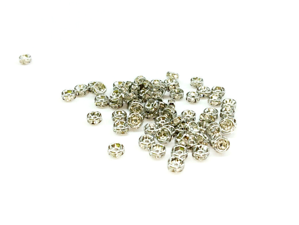 Rhinestone Spacer, 2x4mm Rondelle, 16 Pieces Per Pack - amakeit bead 天富