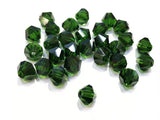 雙尖水晶玻璃, 8mm, 綠, 36粒