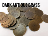 Brass sequins, 20mm, centre hole, 18pcs | 圓銅片, 20mm, 中孔, 18個