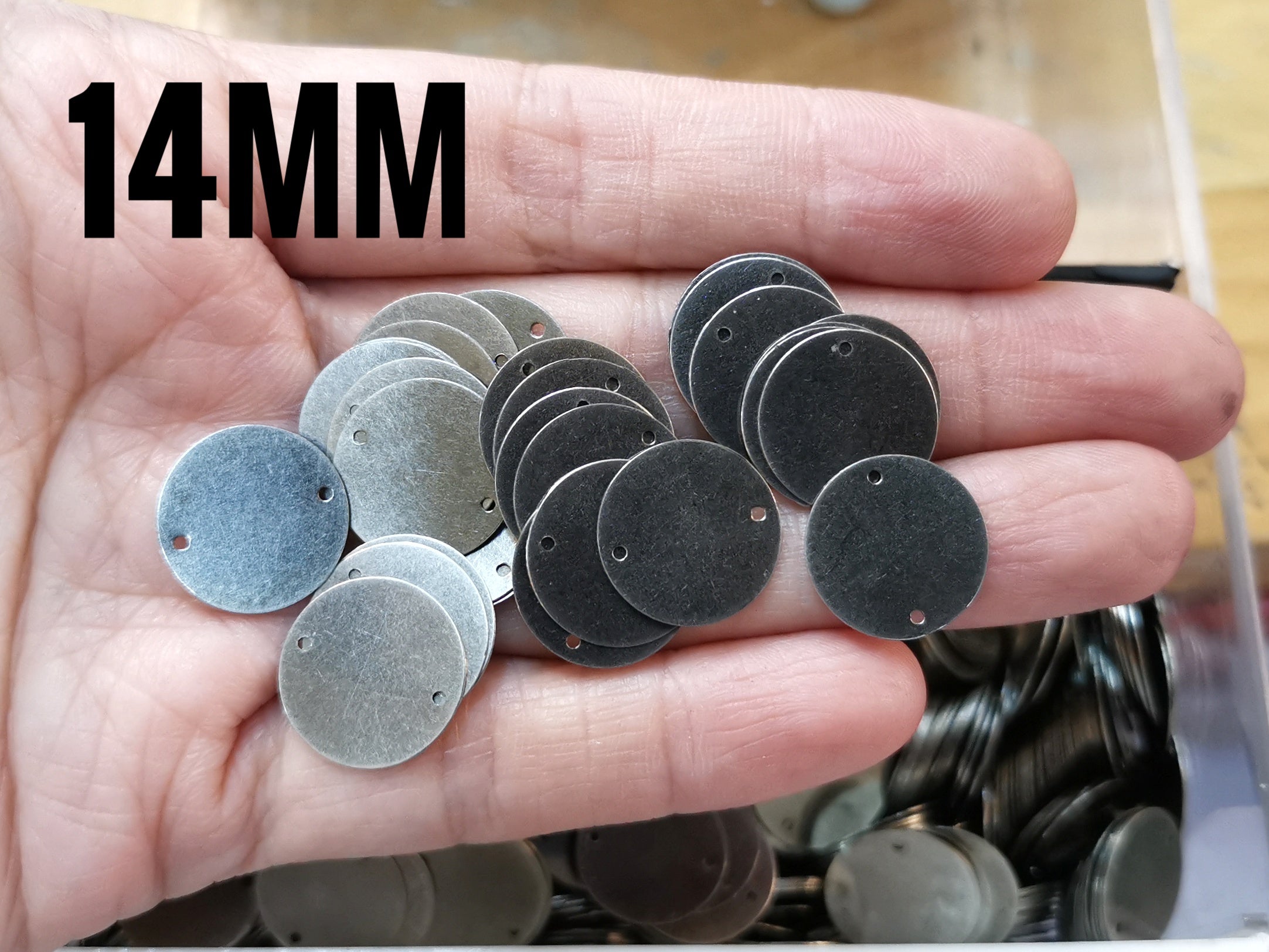 特價, 圓銅片, 14mm, 雙孔, 50個