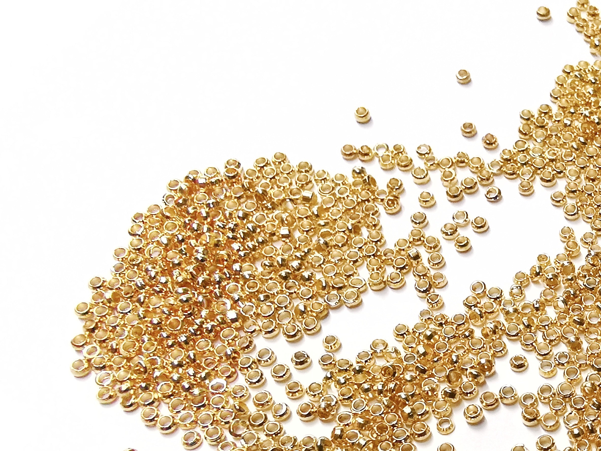 Crimp Bead, 2mm, brass, 200 Pieces | 2mm銅定位珠, 200個