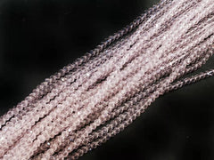 Glass beads 2x3mm faceted rondelle, Transparent pink | 玻璃珠, 2x3mm, 切面扁珠, 透明粉紅色