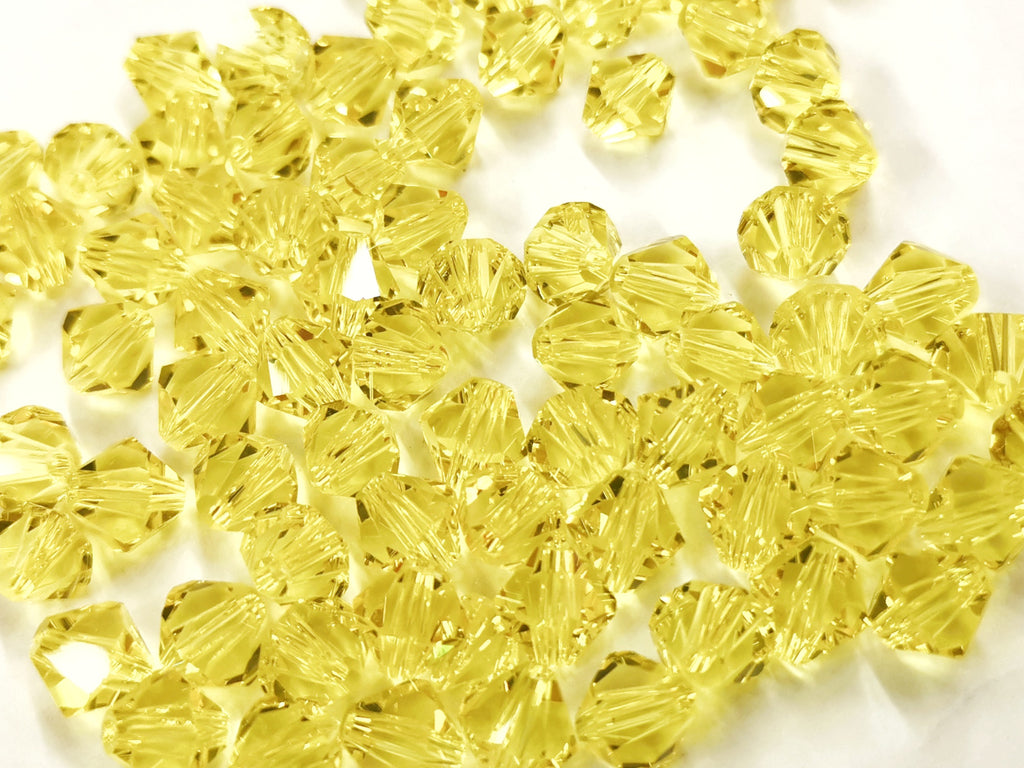 Bicone Glass Bead, 8mm, yellow, 36pcs | 雙尖水晶玻璃, 8mm, 橘黃, 36粒