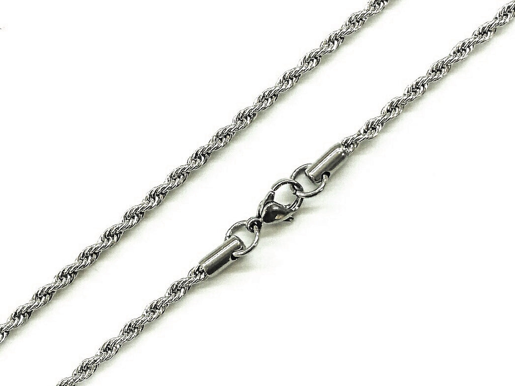 Stainless Steel Rope Chain Necklace with Lobster Clasp, 1 Pc, from $25 HKD - amakeit bead 天富