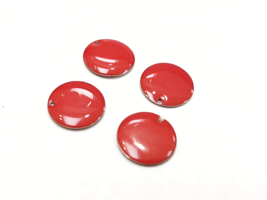 Enamel charms, 18mm , double sided, 4 pcs | 雙面18mm滴油片, 4個