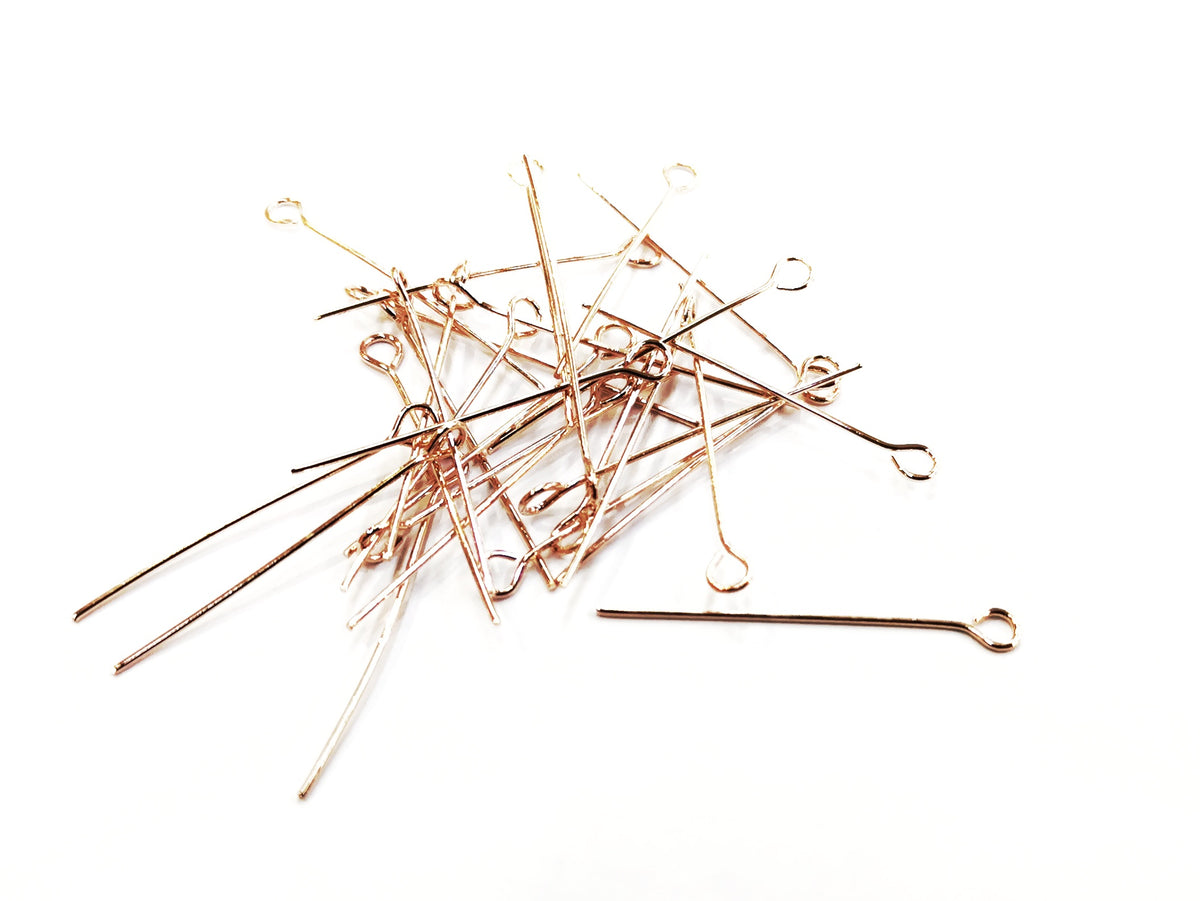 9字針, 30mm, 銅, 玫瑰金色, 24個