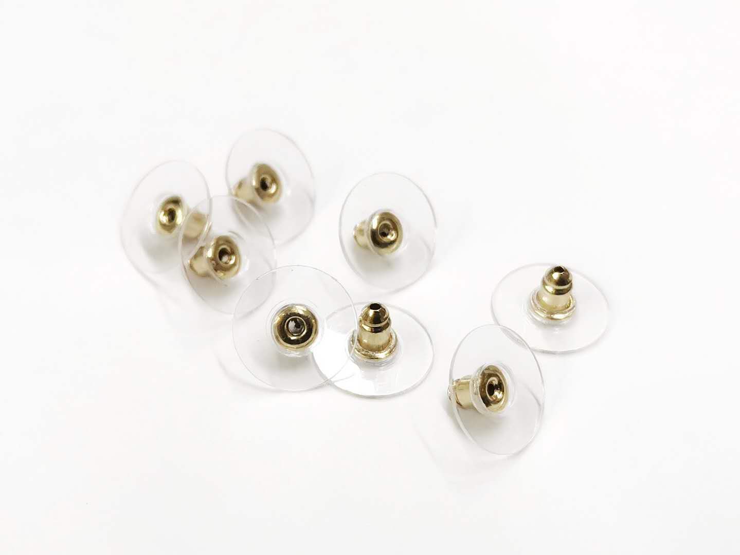 Earnut stainless steel earring back stopper, 12mm, 4 Pairs | 不鏽鋼耳塞, 帶膠片, 12mm, 4對