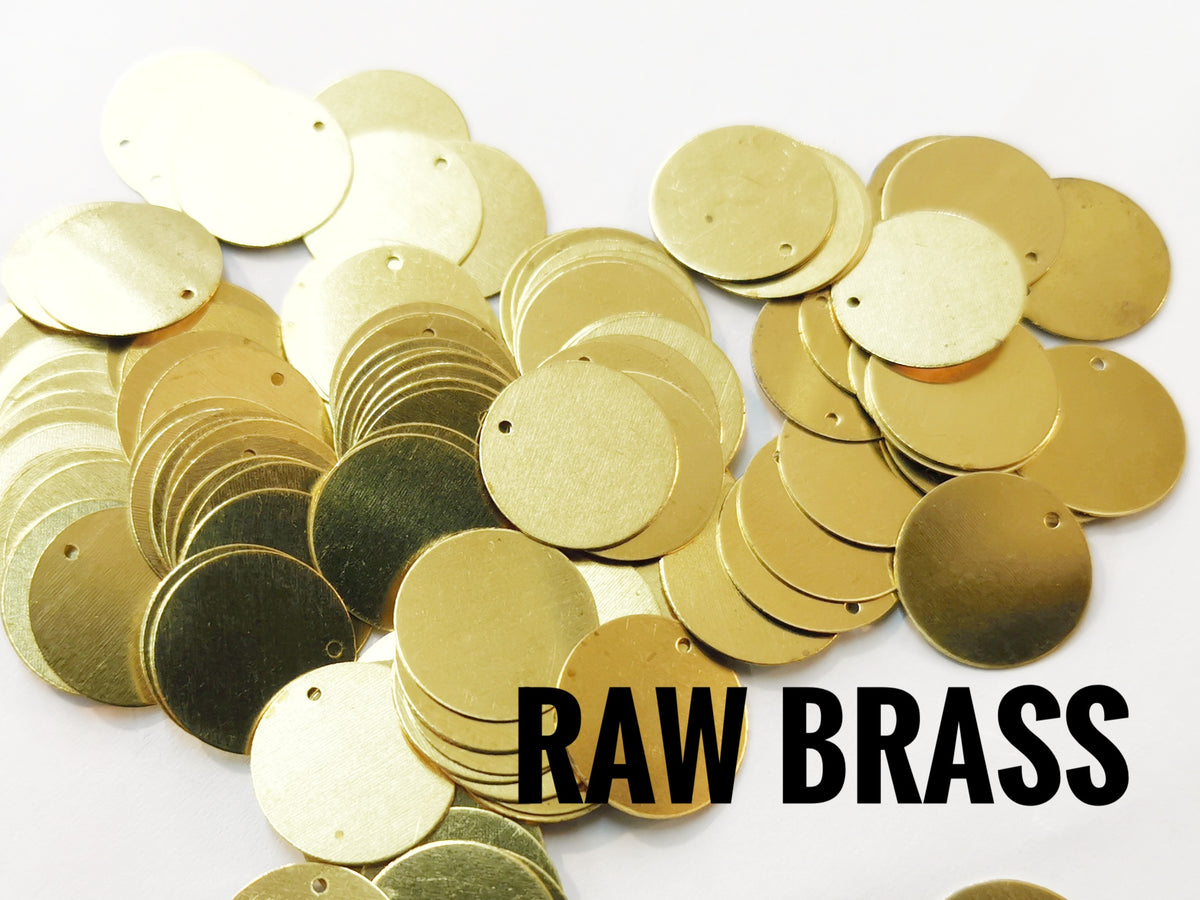 Clearance, Brass Charm, 14mm, stamping tag, 50 pcs | 特價, 圓銅片, 14mm, 邊孔, 50個