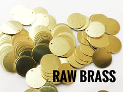 Clearance, Brass Charm, 14mm, stamping tag, 50 pcs | 特價, 圓銅片, 14mm, 邊孔, 50個