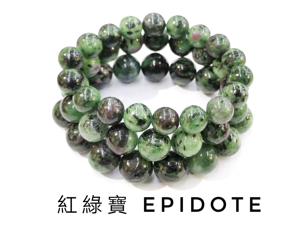 Epidote, Single loop, Gemstone Bracelet | 紅綠寶手鏈, 單圈, 天然水晶