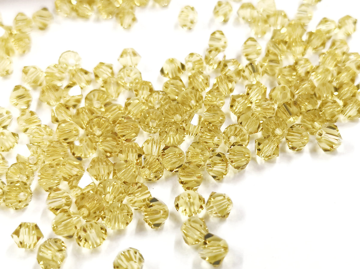 雙尖水晶玻璃, 5mm,淺黃, 72粒