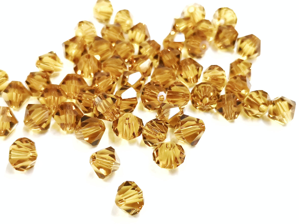 Bicone Glass Bead, 8mm, Golden Rod, 36pcs | 雙尖水晶玻璃, 8mm, 中黃, 36粒